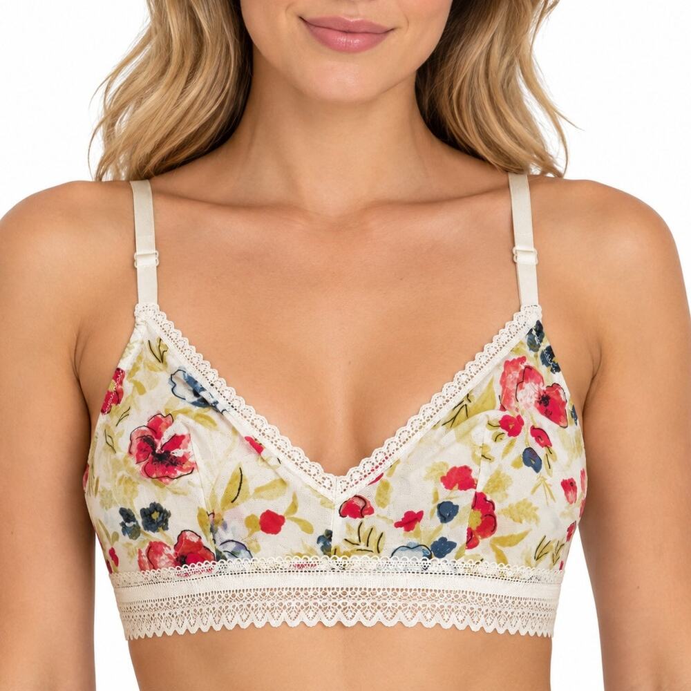 Unlined Auden Colorful Floral Mesh Bralette